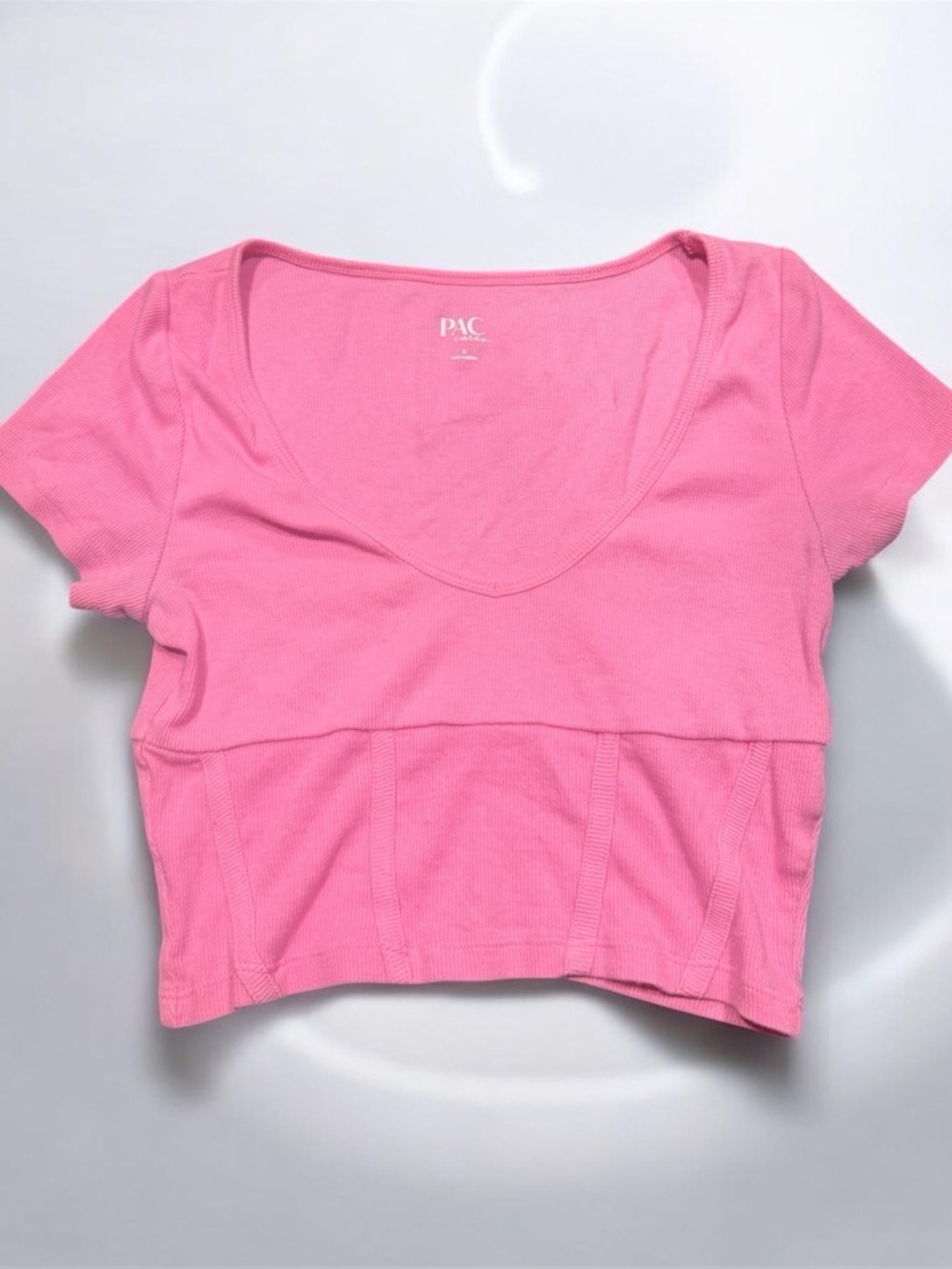 PAC Cares PAC Sun Pink Scoop Neck Cropped Women's Top Size Small